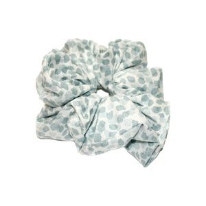 XL Blue And White Cotton Poly Blend Scrunchie